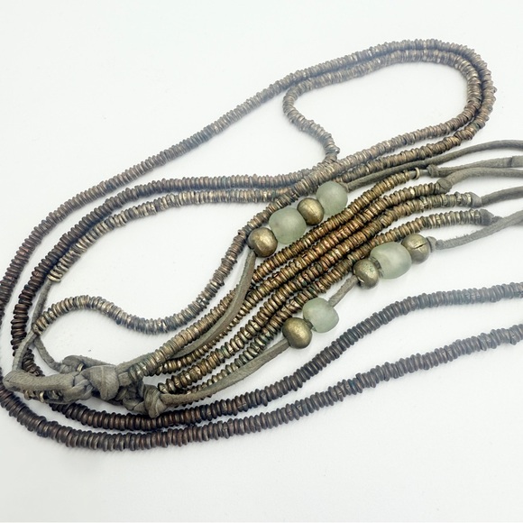 Boho Leather-Wrapped Natural Agate Geode Slice Pendant Necklace or Belt - Picture 5 of 12